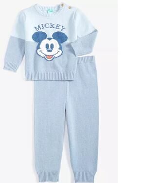 Disney Baby Boys Mickey Mouse Colorblocked Sweater & Jogger Pants, 2 PS 18m